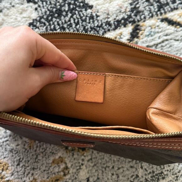 Authentic Celine Macadam Vintage Brown Leather Cosmetic Pouch - Picture 3 of 8